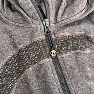 Lululemon Stride Zip Up Hoodie Women High Collar Heathered Purple Fitted Thick